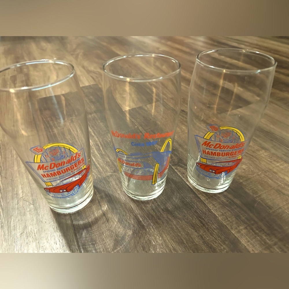 McDonald's Libbey Classic Retro 50's Glasses Speedee Lot of 3 1993 1995 Vintage